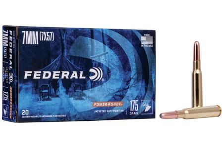 FEDERAL AMMUNITION 7mm Mauser 175 gr Soft Point Round Nose Power Shok 20/Box