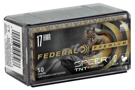 FEDERAL AMMUNITION 17 HMR 17 gr Speer TNT HP V-Shok 50/Box