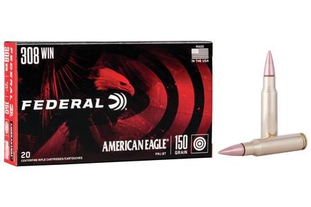 FEDERAL AMMUNITION 308 Win 7.62x51mm 150 gr FMJ Boat-Tail 20/Box