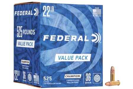 Federal 22LR 36 gr Copper Plated HP High Velocity 525 Round Brick