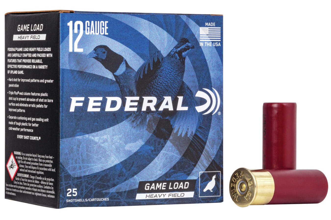 FEDERAL AMMUNITION 12 GAUGE 2 3/4 IN 7.5 SHOT UPLAND HEAVY FIELD GAME LOAD 25/BOX