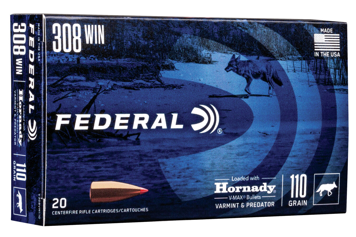 FEDERAL AMMUNITION 308 WIN 110 GR HORNADY V-MAX