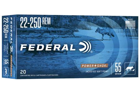 FEDERAL AMMUNITION 22-250 Rem 55 gr Soft Point Power-Shok 20/Box