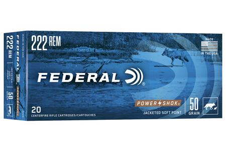 Federal 222 Rem 50 gr SP Power-Shok 20/Box