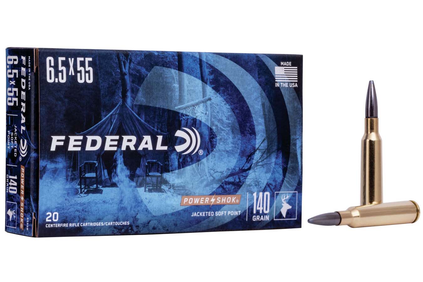 FEDERAL AMMUNITION 6.5X55 SWEDISH 140 GR JSP POWER SHOK 20/BOX