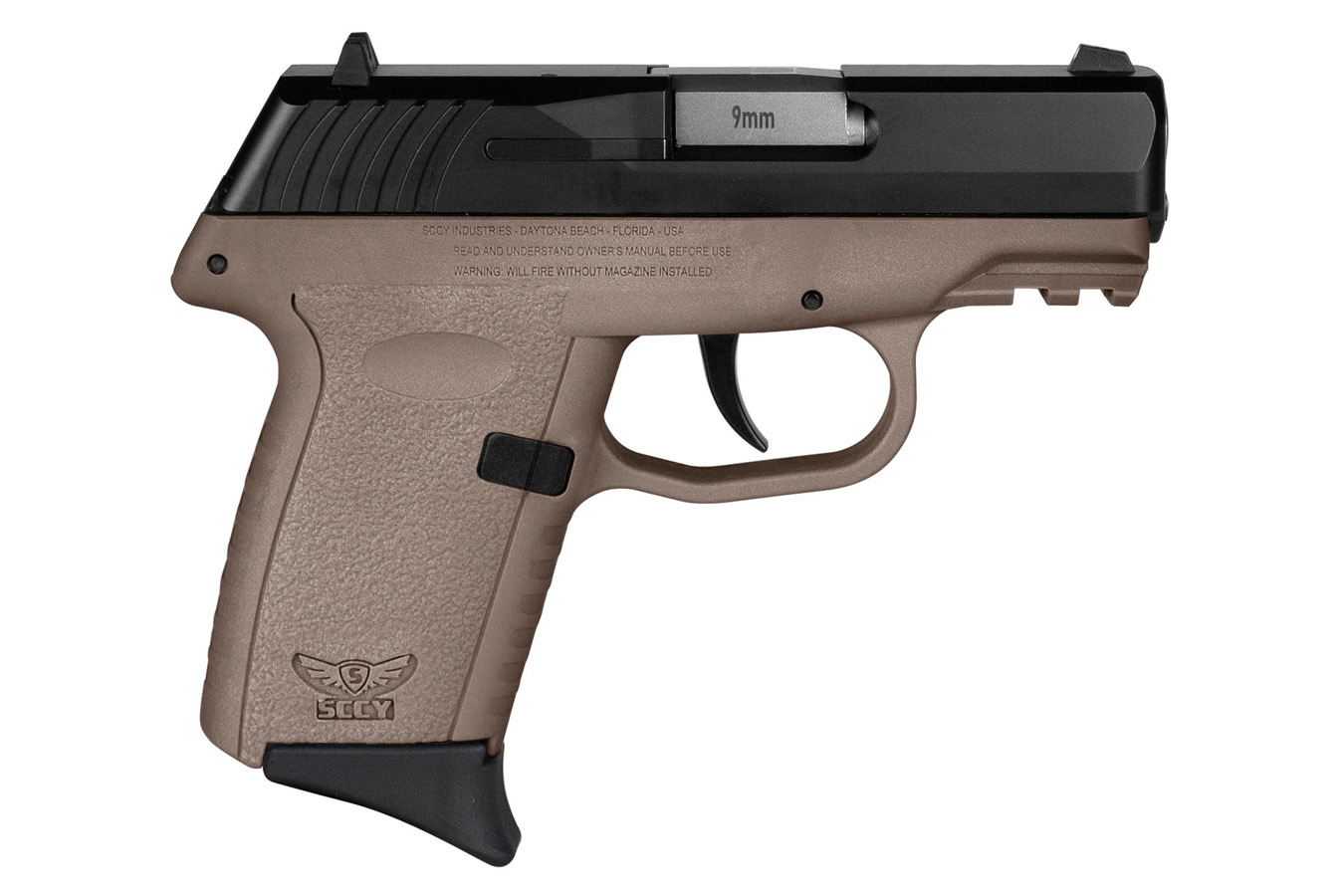 SCCY CPX2 9MM BLACK SLIDE FDE GRIP 3.1 IN BBL 