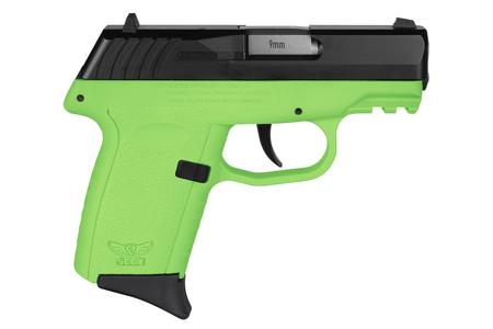SCCY CPX2 9MM BLACK SLIDE LIME GREEN GRIP 3.1 IN BBL