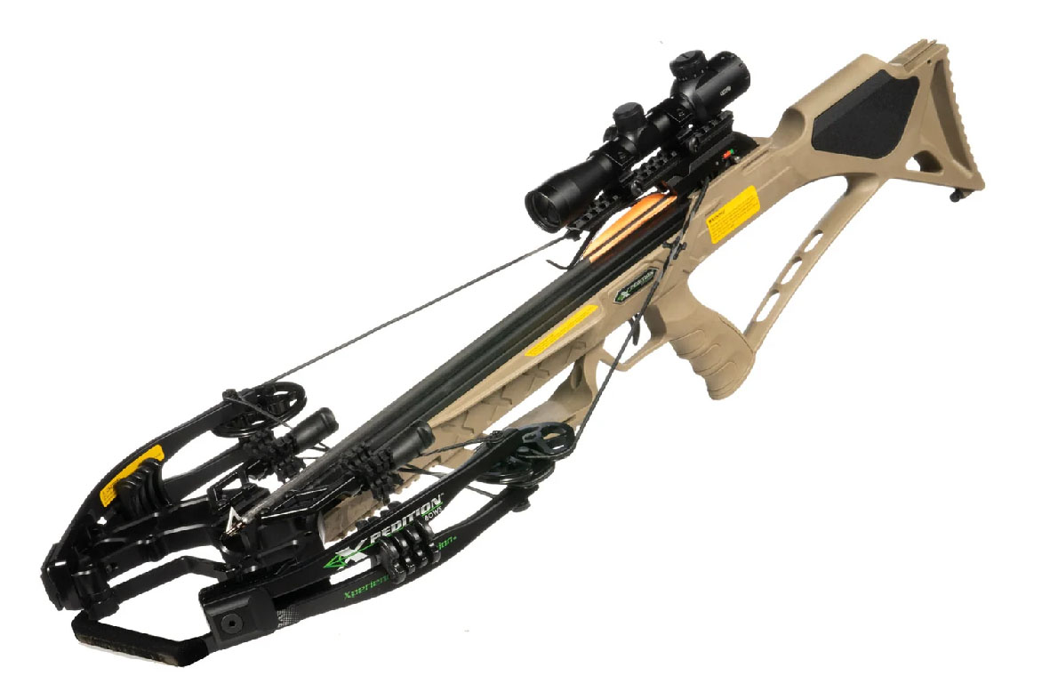 XPEDITION ARCHERY VIKING X430 CROSSBOW, SAND, W/4X32 IL SCOPE, QUIVER, 3 BOLTS, CRANK, S