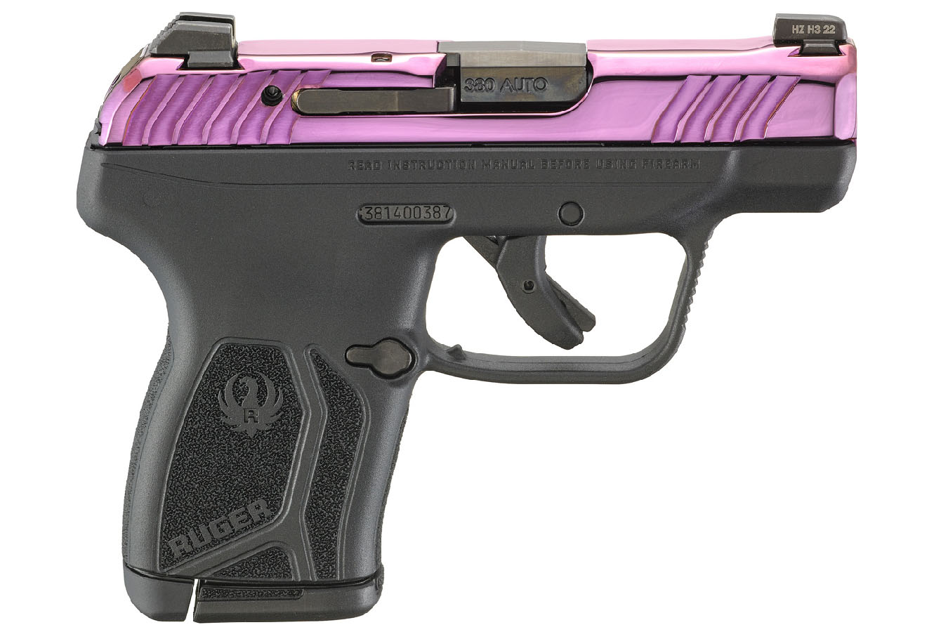 RUGER LCP MAX 380 ACP POLISHED PURPLE SLIDE BLACK FRAME 2.8 IN BBL