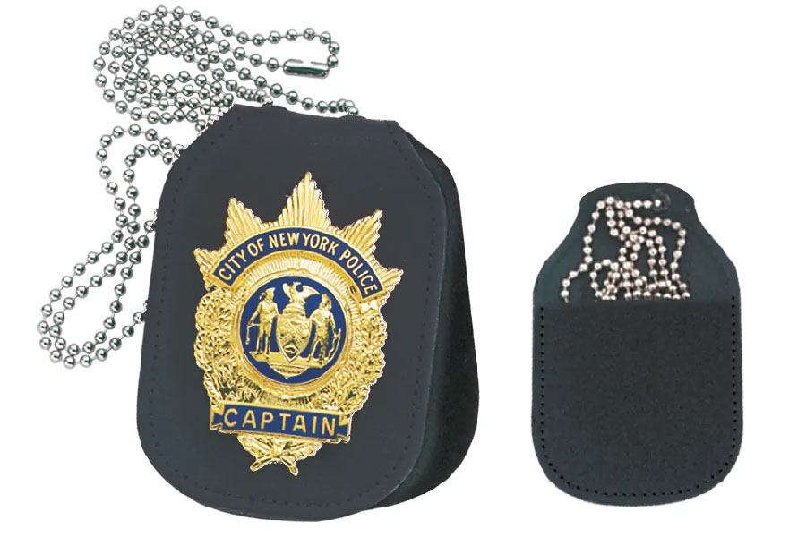 CLIP-ON BADGE HOLDER WITH CHAIN - SHIELD