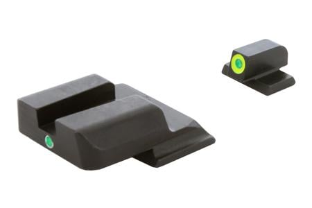 AMERIGLO i-Dot Night Sight Set Tritium Green with LumiGreen Outline front, Green with White Outline Rear 