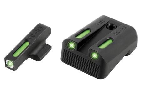  TFX 3-DOT SET TRITIUM/FIBER OPTIC GREEN WITH WHITE OUTLINE FRONT, GREEN REAR