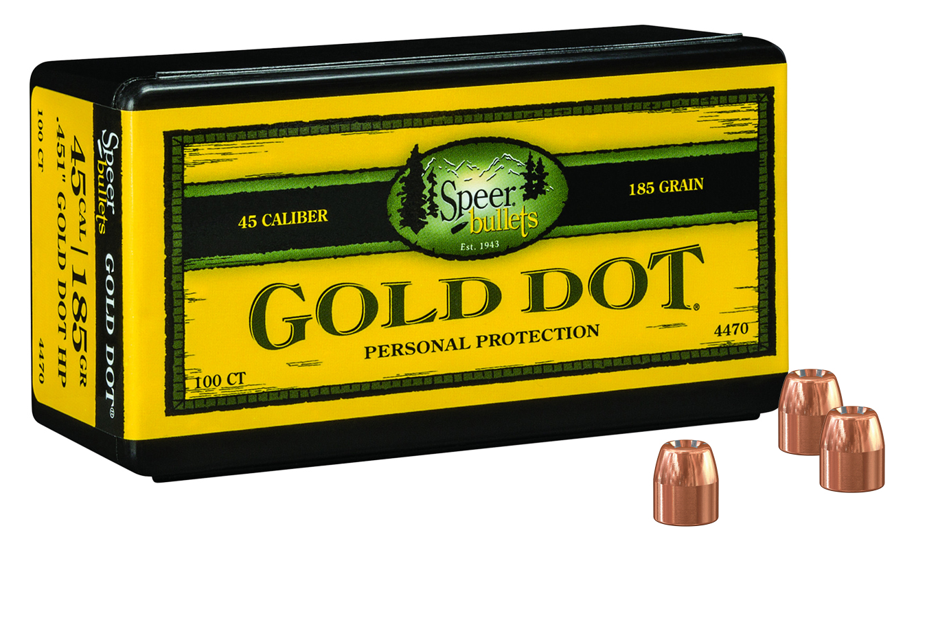 Speer Reloading 45 Cal 185 Grain HP Gold Dot Personal Protection 100/Box