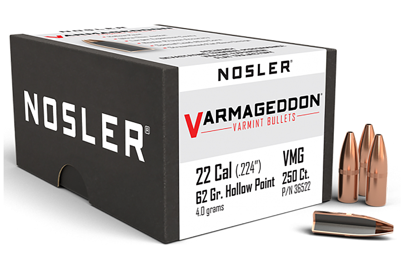 Nosler 22 Cal 62 Grain FBHP Varmageddon 250/Box
