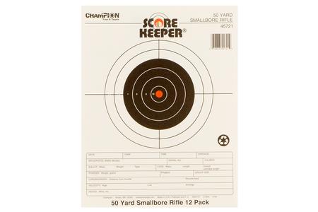 SCORE KEEPER BULLSEYE PAPER 50 YDS SMALL BORE RIFLE 8.5X11 IN BLACK/ORANGE 12 PK