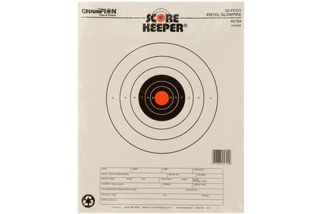 SCORE KEEPER SLOW FIRE BULLSEYE PAPER HANGING 50 YDS PISTOL 11X16 INCH 12PK