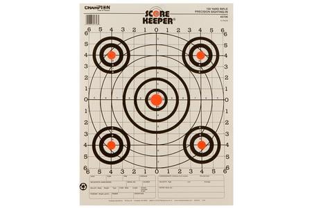 SCORE KEEPER BULLSEYE PAPER HANGING 100 YDS PISTOL/RIFLE 14X18 INCH MULTI-COLOR 