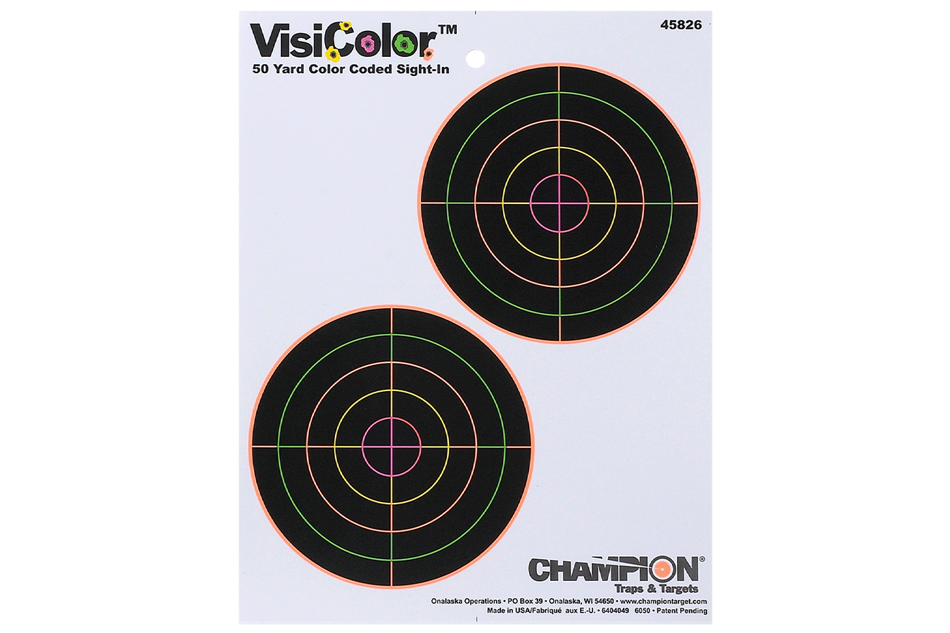Champion VisiColor 5 Inch Double Bullseye Paper Self-Adhesive 8.5x11 Inch Multi-Color 10 Pk.
