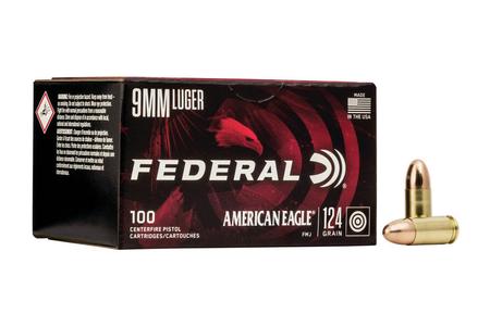 Federal 9mm 124 Gr FMJ American Eagle 100/Box