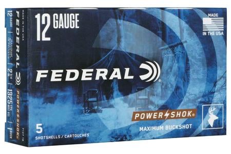 FEDERAL AMMUNITION 12 Gauge 2 3/4 in 1 Buckshot Power-Shok Max Buck 5/Box