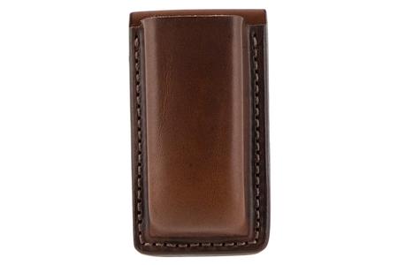  OPEN TOP MAG POUCH SINGLE TAN LEATHER BELT CLIP