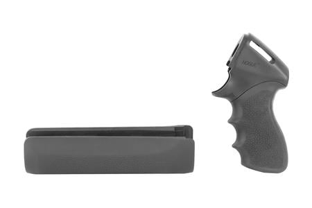 TAMER PISTOL GRIP & FOREND BLACK RUBBER WITH FINGER GROOVES, POLYMER FOREND