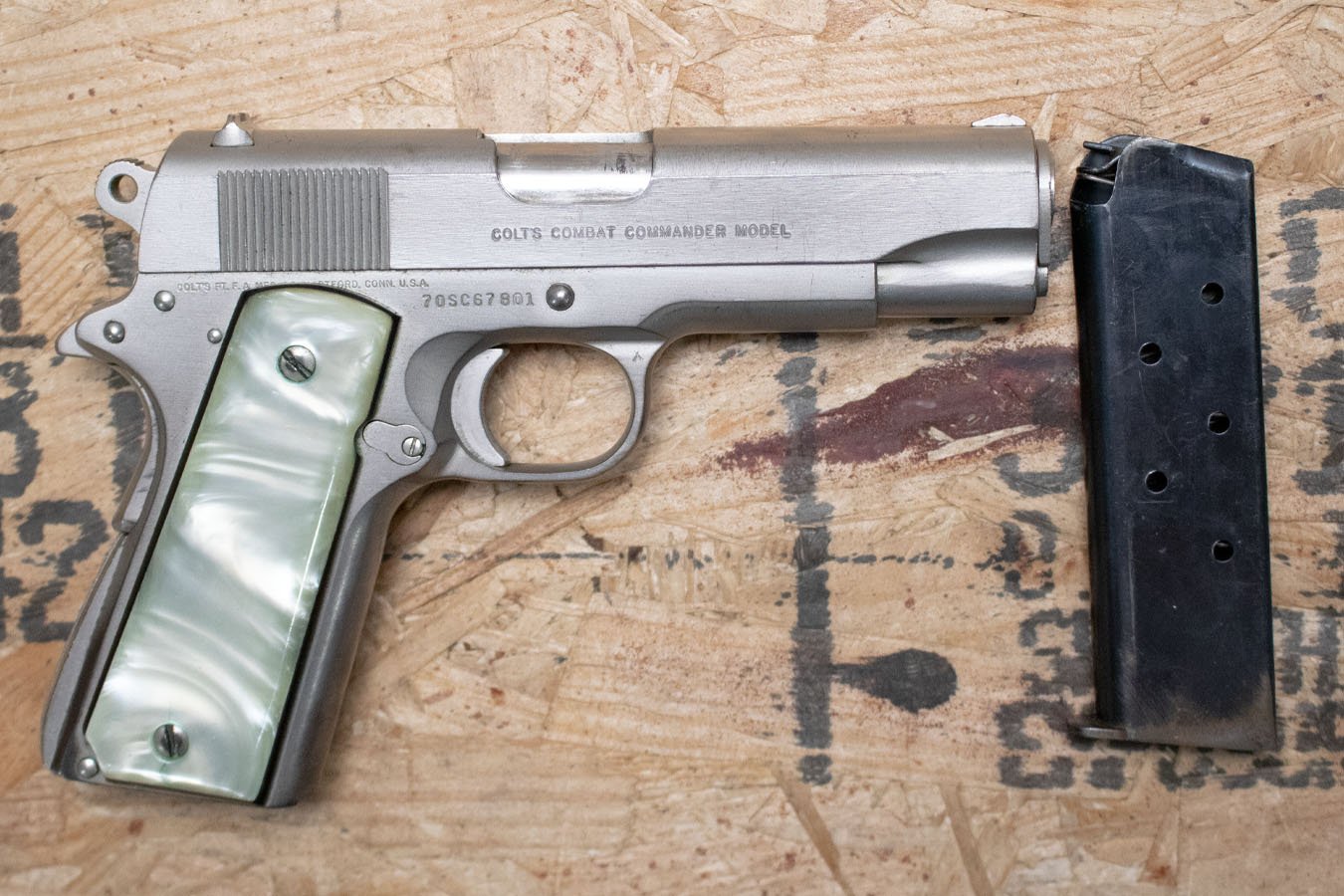 Colt Combat Commander 45 ACP Police Trade-In Pistol Nickel Finish