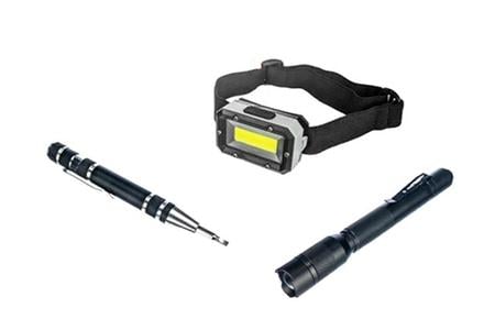 3PC SET PENLIGHT/HEADLAMP/POCKET DRIVER 8 BITS