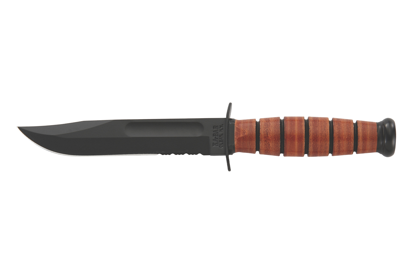 Ka Bar Knives  USMC 5.25 Inch Fixed Clip Point Part Serrated Black