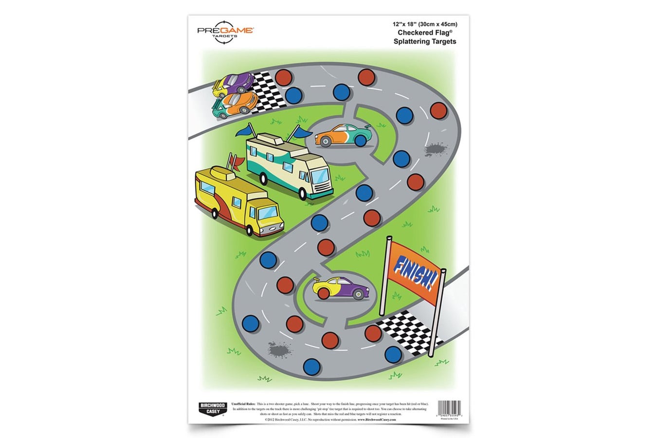 Birchwood Casey Pregame 12x18in Checkered Flag Target -8 Pack