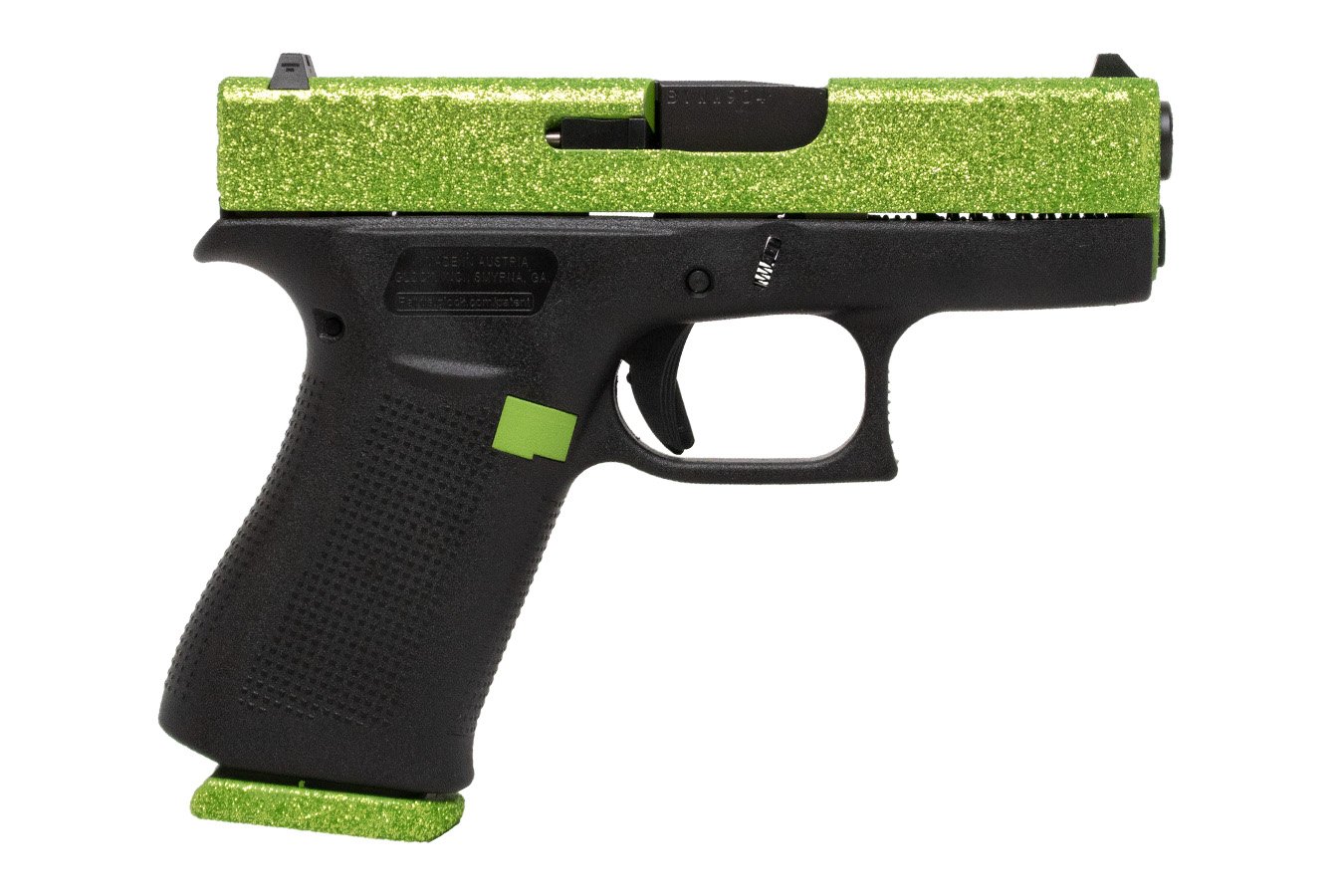 GLOCK 43X 9MM ZOMBIE GREEN GLITTER GUNZ 3.39 IN BBL