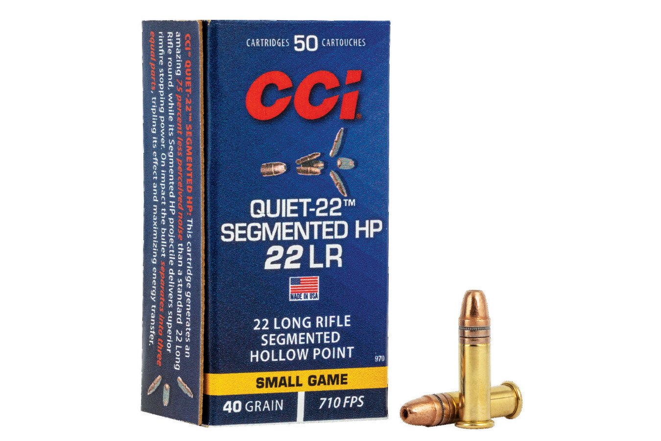 CCI AMMUNITION 22 LR 40 GR SEGMENTED HP QUIET 22