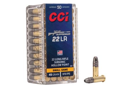 CCI AMMUNITION 22LR 45 gr Hollow Point Suppressor 50/Box