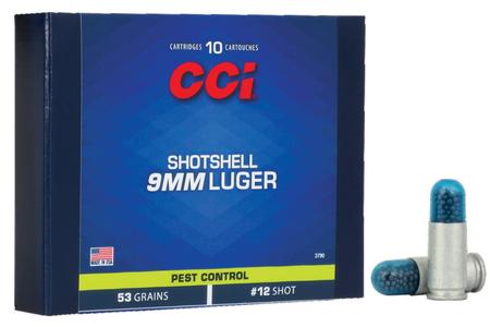 CCI 9mm Luger 53 gr #12 Shotshell 10/Box