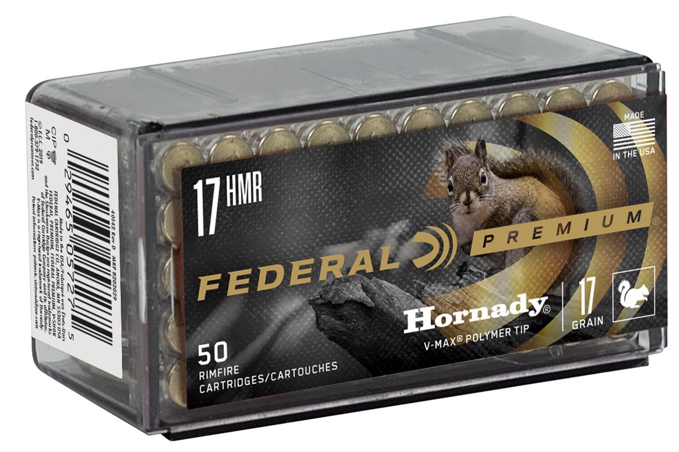 FEDERAL AMMUNITION 17 HMR 17 GR HORNADY V-MAX VITAL-SHOK