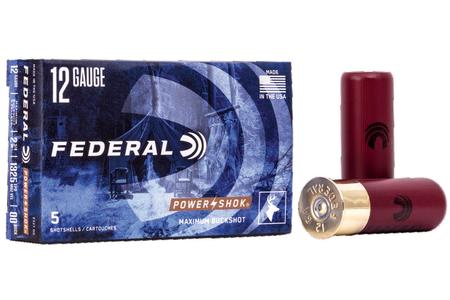 FEDERAL AMMUNITION 12 Ga 2-3/4 in 00 Buck Power-Shok 5/Box