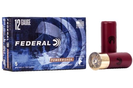 FEDERAL AMMUNITION 12 Gauge 2-3/4 in 8 Pellets 000 Buck Power-Shok 5/Box