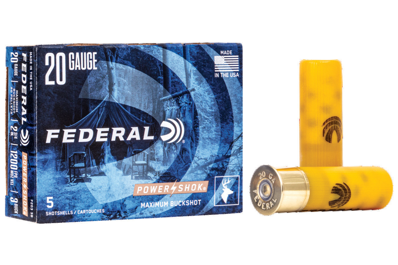 FEDERAL AMMUNITION 20 GA 2-3/4 IN 20 PELLETS 3 BUCK POWER-SHOK