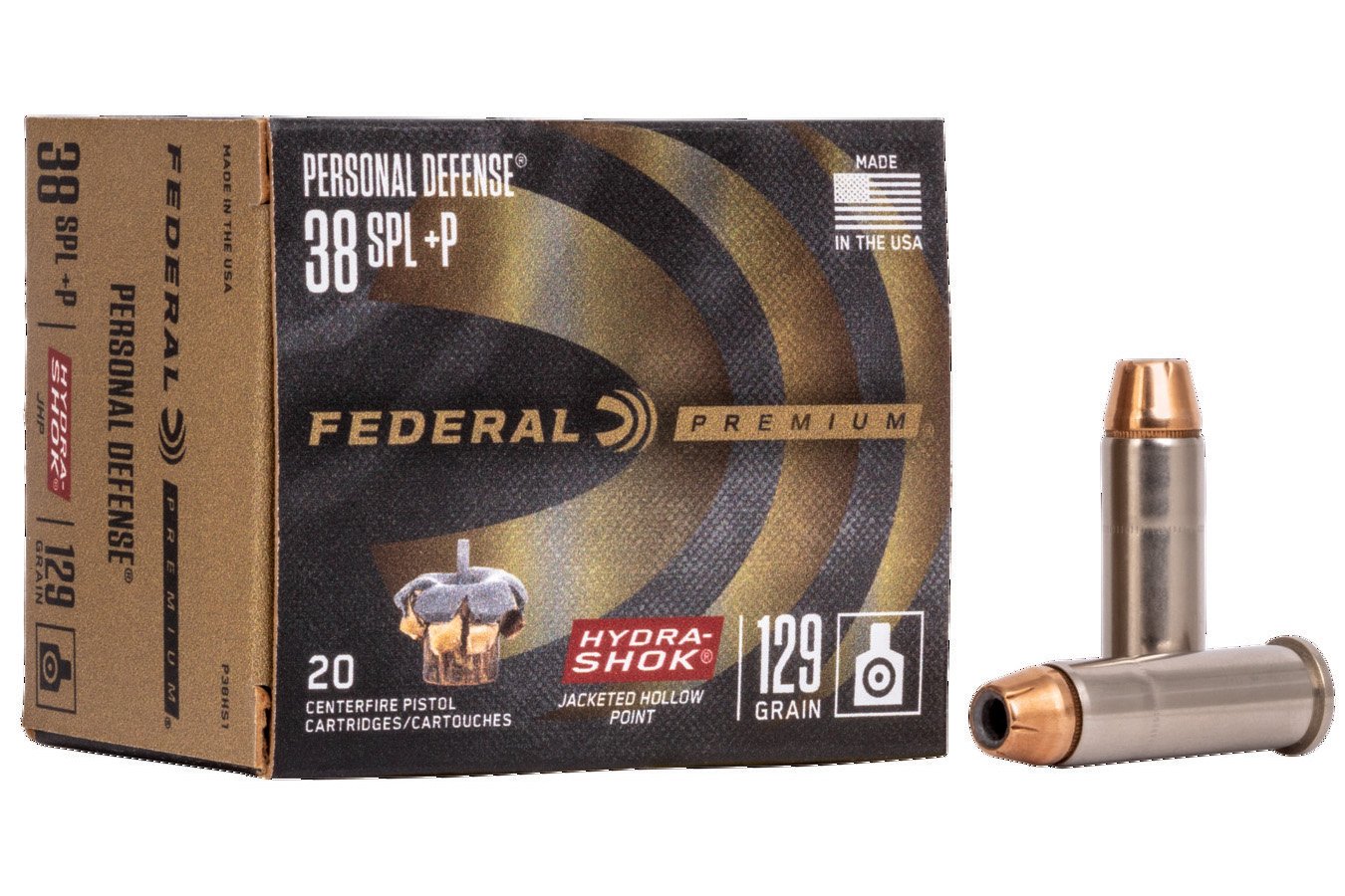 FEDERAL AMMUNITION 38 SPL +P 129 GR HYDRA-SHOK JHP PERSONAL DEFENSE