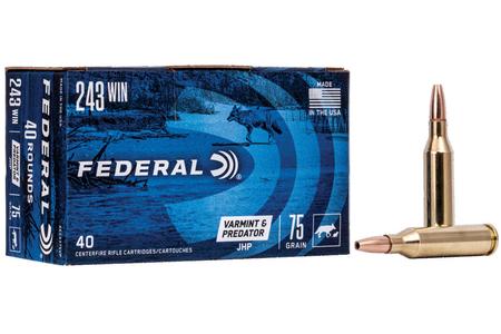 Federal 243 Winchester 75 gr JHP Varmint and Predator 40/Box