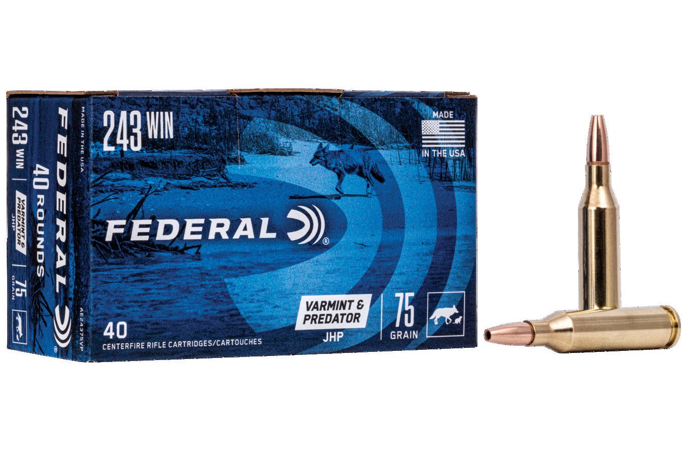 FEDERAL AMMUNITION 243 WIN 75 GR JHP VP