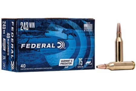 FEDERAL AMMUNITION 243 Winchester 75 gr JHP Varmint and Predator 40/Box