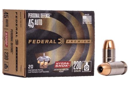 Federal 45 ACP 230 Gr Hydra-Shok JHP Personal Defense 20/Box