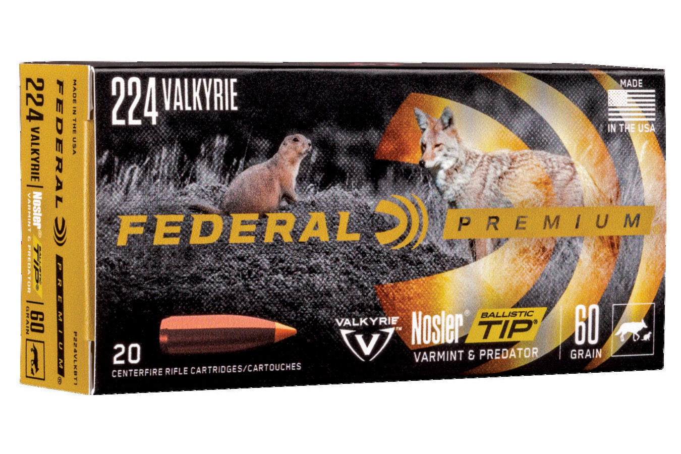 FEDERAL AMMUNITION 224 VALKYRIE 60 GR NOSLER BALLISTIC TIP