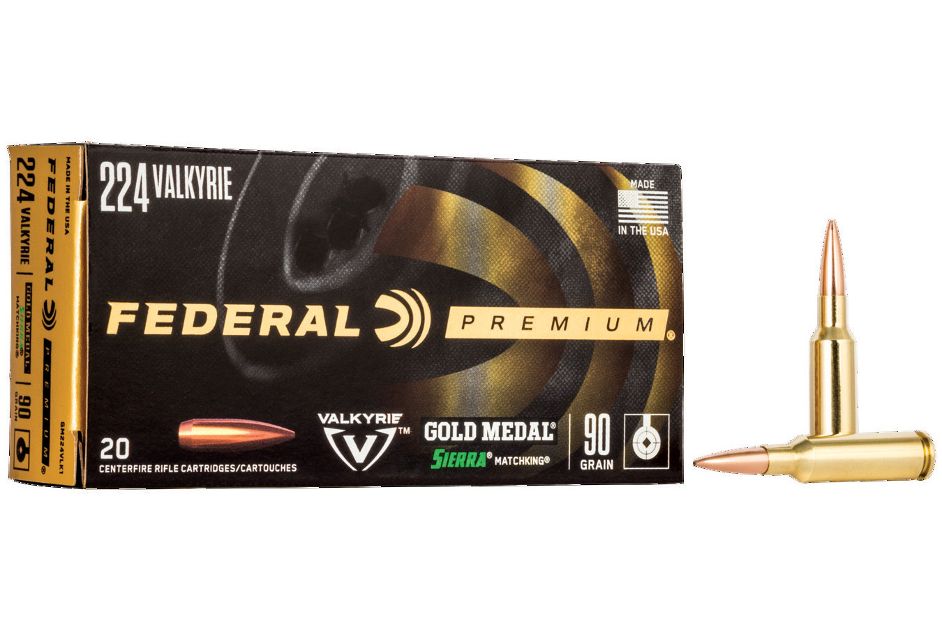 FEDERAL AMMUNITION 224 VALKYRIE 90 GR SIERRA MATCHKING BTHP