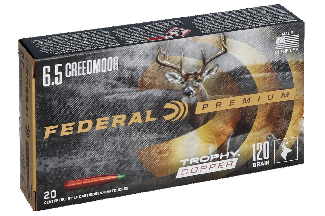 FEDERAL AMMUNITION 6.5 CREEDMOOR 120 GR TROPHY COPPER VITAL-SHOK