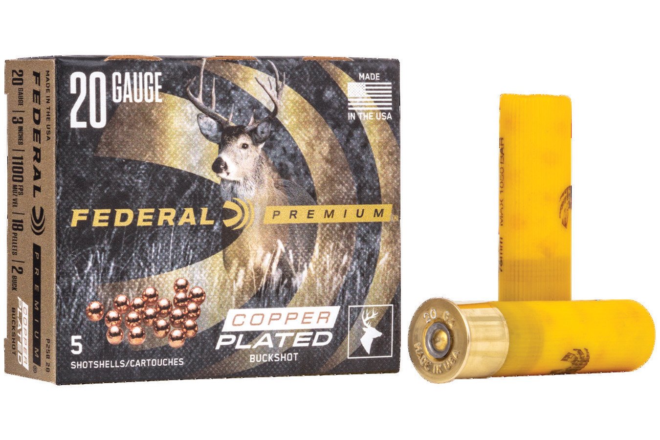 FEDERAL AMMUNITION 20 GA 3 IN 18 PELLETS 2 BUCK VITAL-SHOK