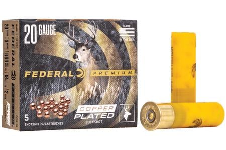 FEDERAL AMMUNITION 20 Gauge 3 Inch 18 Pellet #2 Buck Vital-Shok Buckshot 5/Box