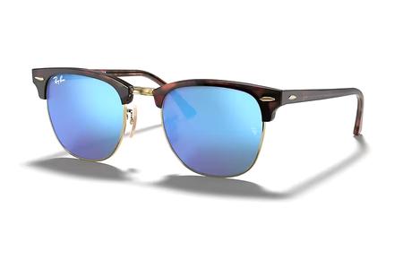 CLUBMASTER HAVANA ON GOLD WITH BLUE FLASH LENSES