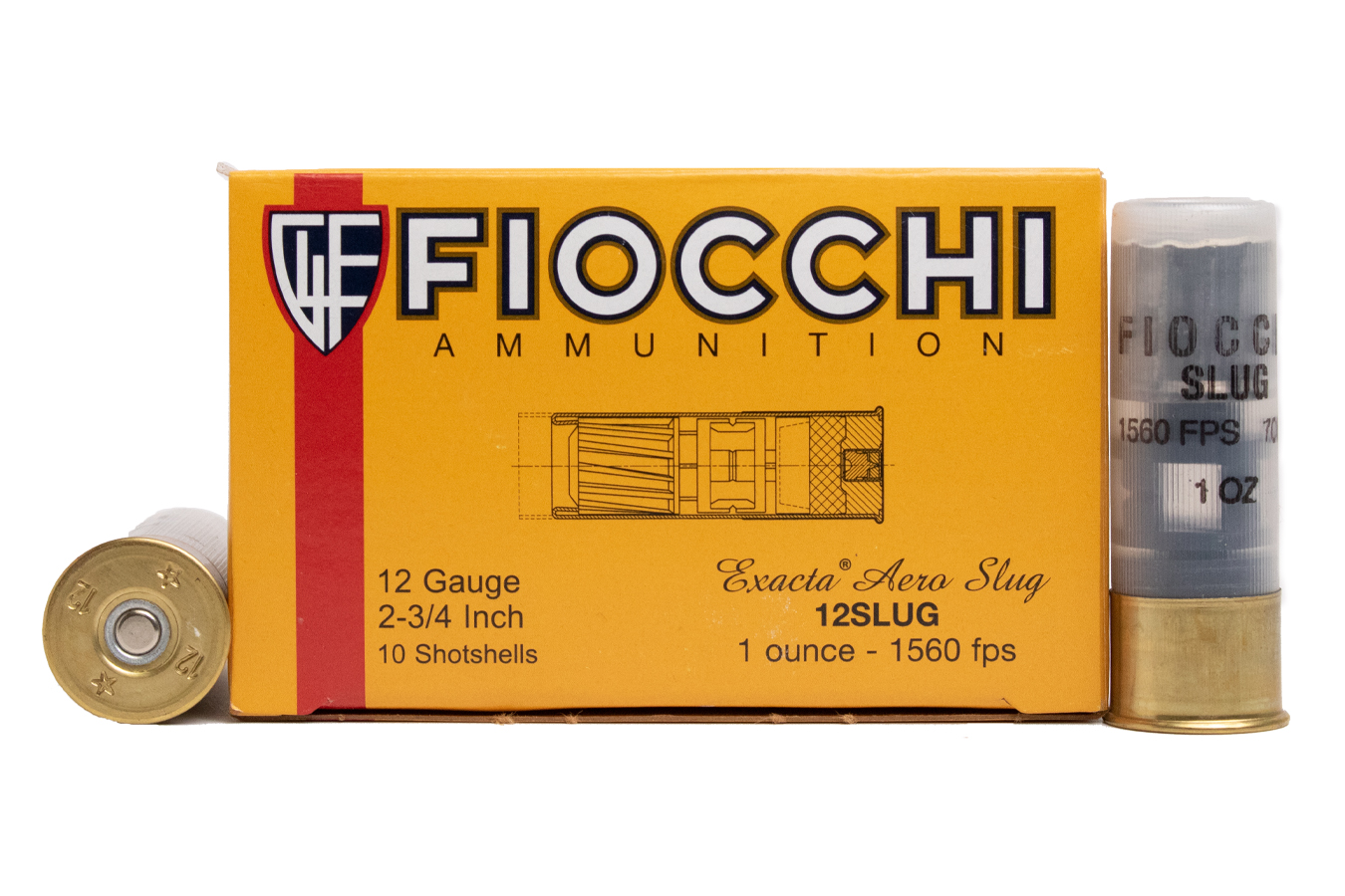 Fiocchi 12 Gauge 2-3/4in 1oz Exacta Aero Slug Police Trade-In Ammo 10/Box